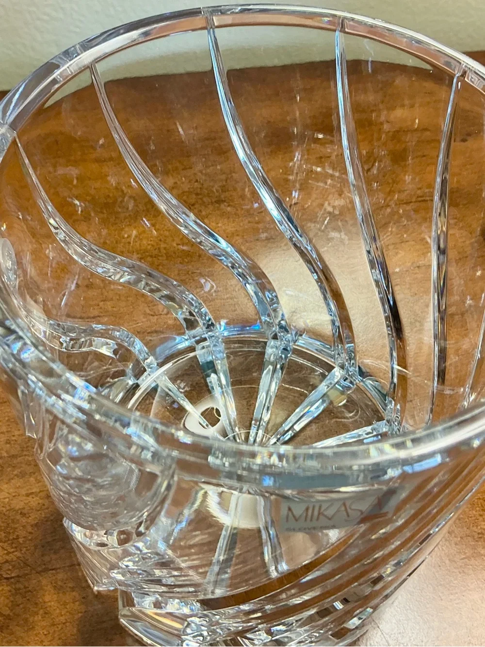 Vintage Mikasa “Olympus” 24% lead Crystal Ice Bucket with Silver Handle 6”